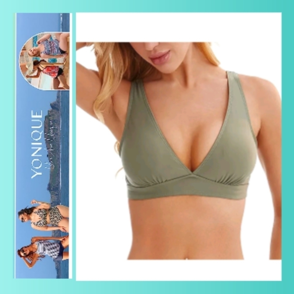 Yonique Women's Bikini Top with Racer Back. Size S